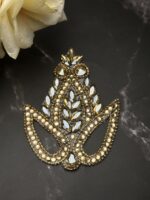 Rhinestone Leaf Moti Applique Brooch - Image 3