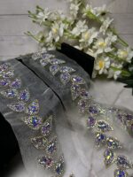 Exquisite Rhinestone Leaf Crystal Lace Border