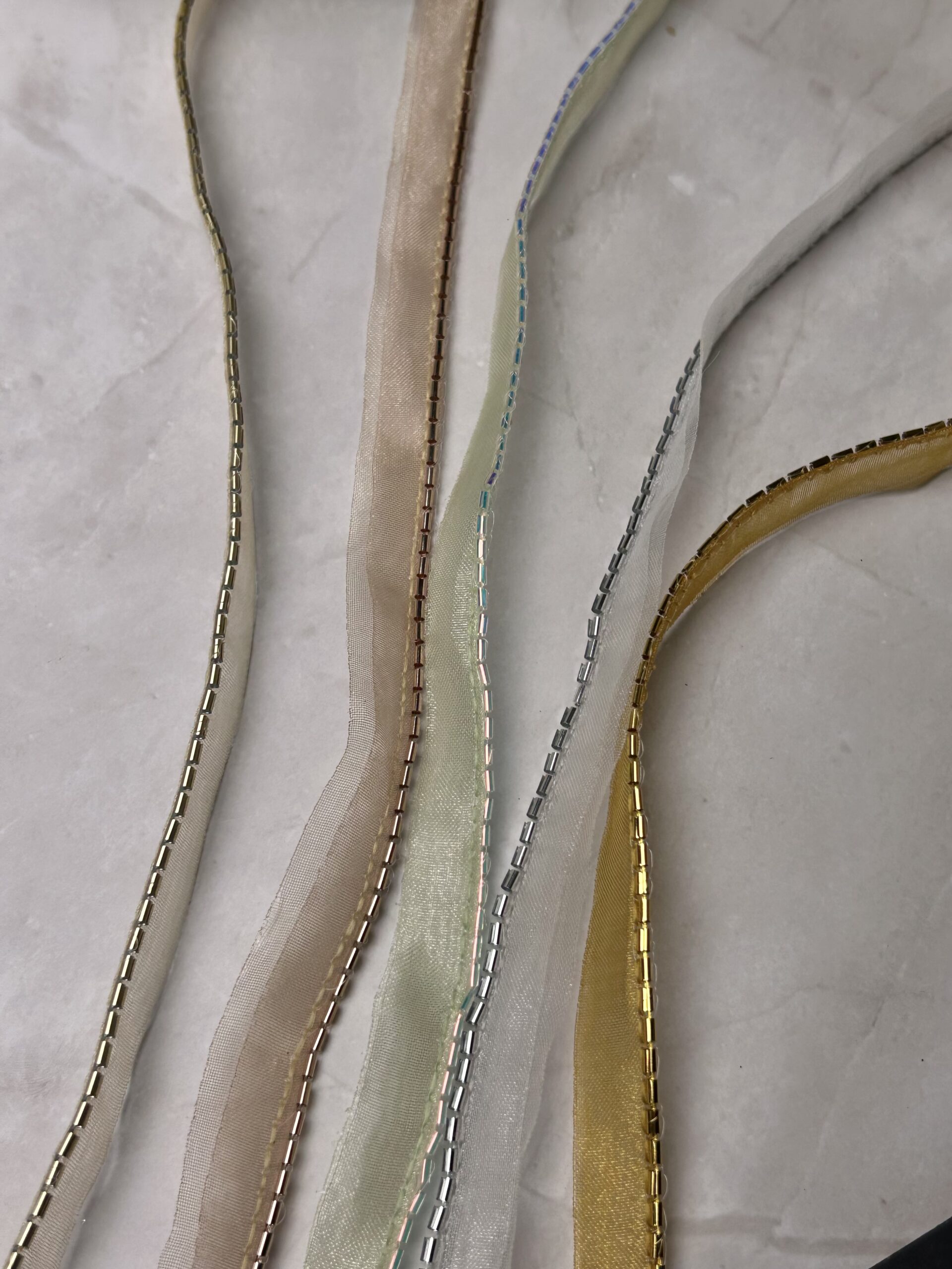 IMG_6016 Exquisite Bugle Bead Silk Organza Lace Trim - Image 1