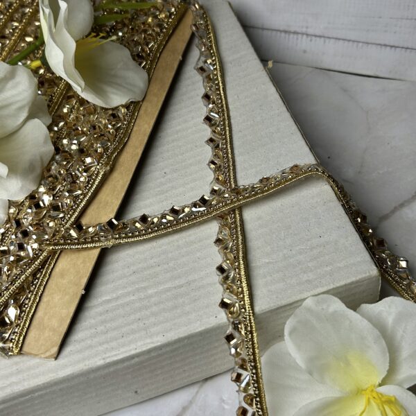 Luxury Golden Stone Beaded Designer Lace