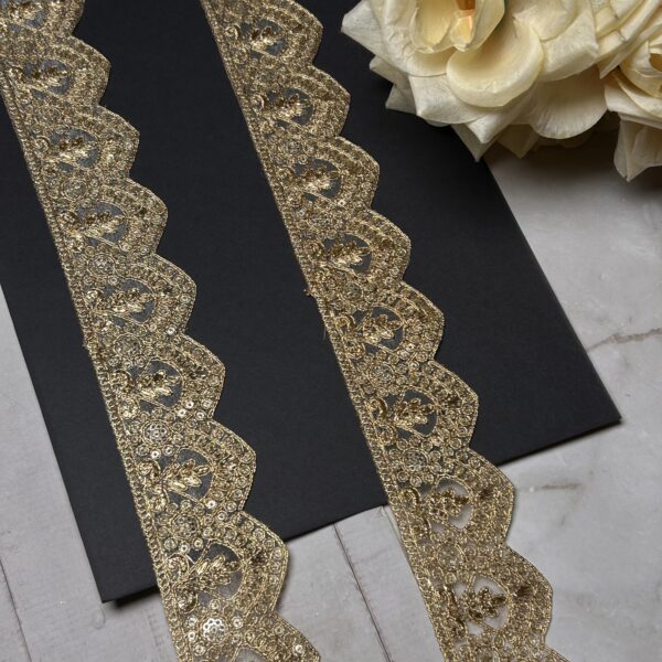 Exquisite Floral Scalloped Zari & Sequin Lace