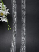 Elegant Leaf-Pattern Crystal Stone Designer Lace - Image 3
