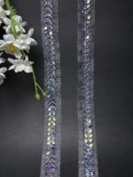 Elegant Leaf-Pattern Crystal Stone Designer Lace - Image 2