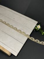 Delicate Pearl & Crystal Scalloped Lace Border - Image 5