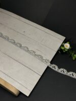 Delicate Pearl & Crystal Scalloped Lace Border - Image 4