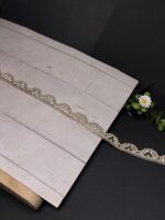 Delicate Pearl & Crystal Scalloped Lace Border - Image 3